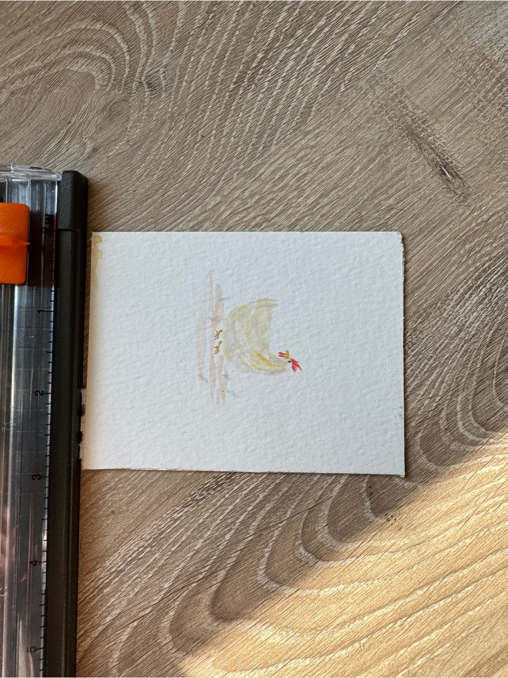 Watercolor Chicken Art - Cream & Red - Picture 4 of 5